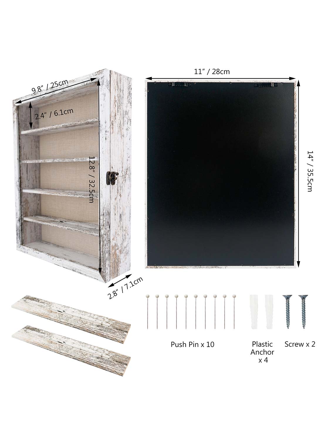 Shadow Box Frame Real Glass Window Door with Removable Shelves - Various Colors & Sizes Available