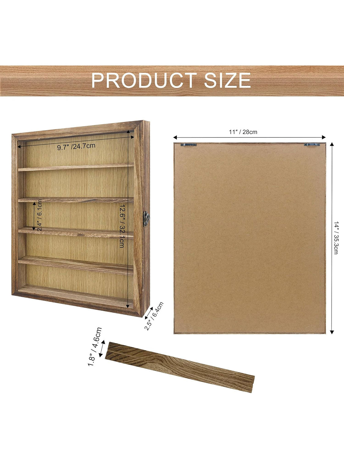 Shadow Box Frame Real Glass Window Door with Removable Shelves - Various Colors & Sizes Available