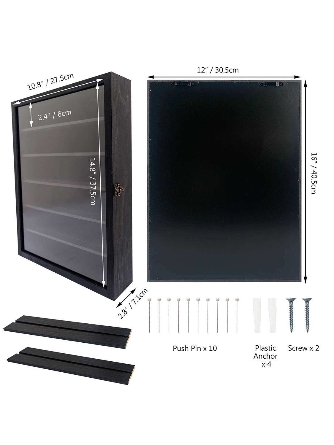 Shadow Box Frame Real Glass Window Door with Removable Shelves - Various Colors & Sizes Available