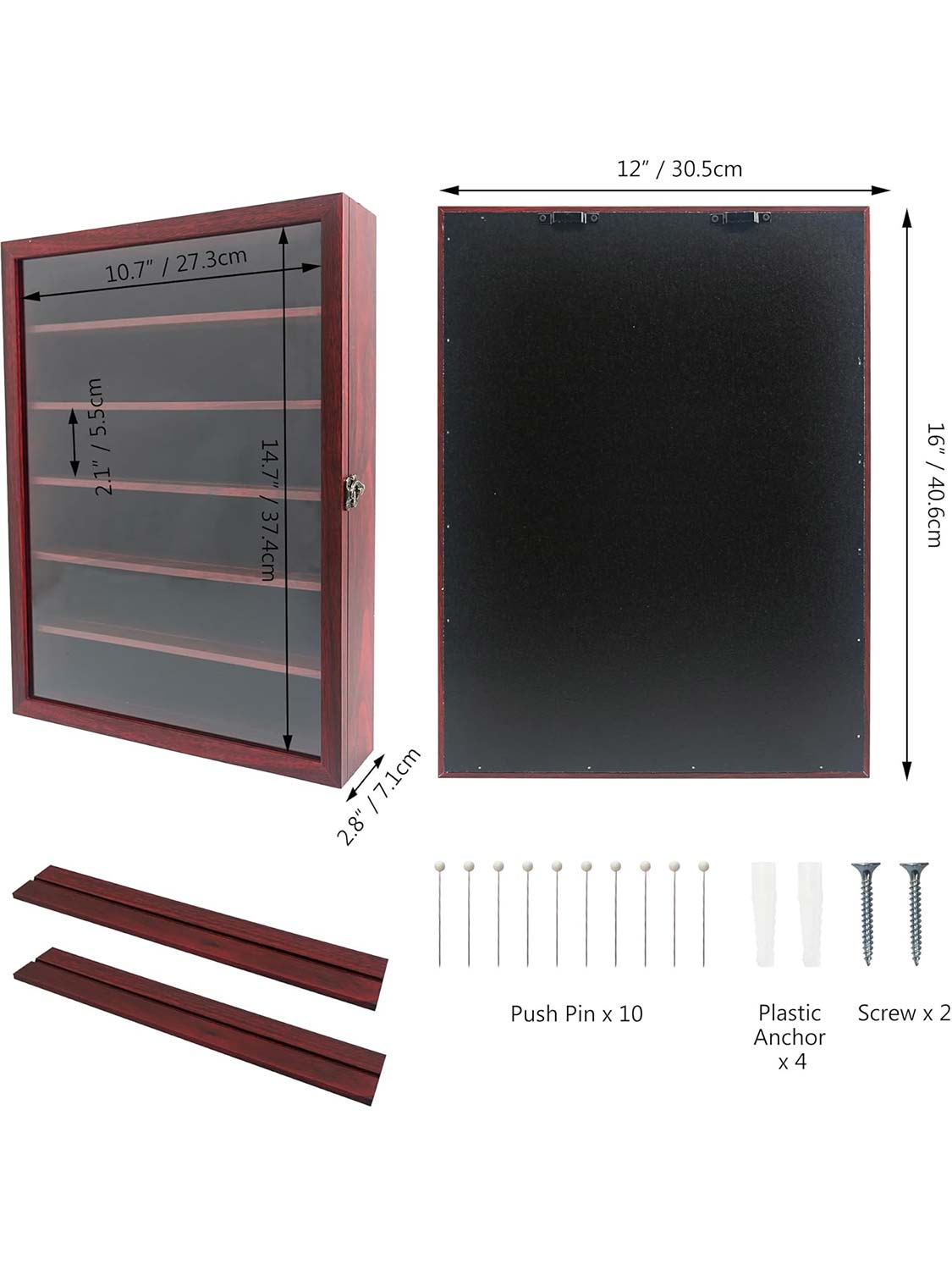 Shadow Box Frame Real Glass Window Door with Removable Shelves - Various Colors & Sizes Available