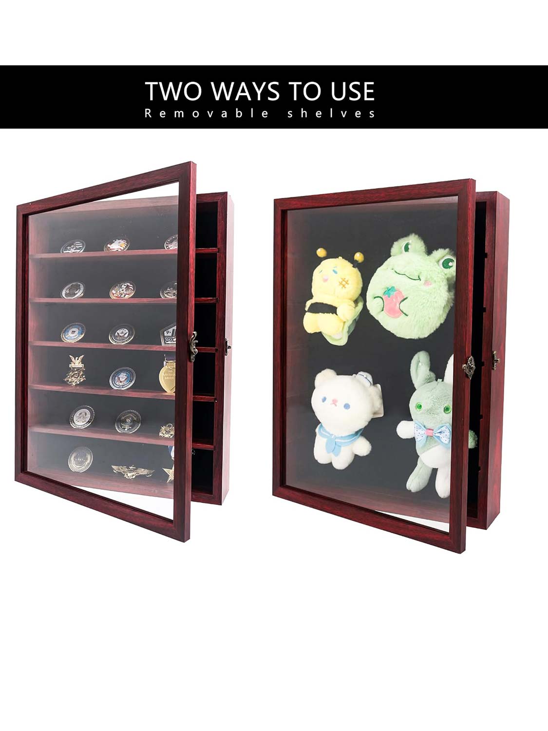 Shadow Box Frame Real Glass Window Door with Removable Shelves - Various Colors & Sizes Available