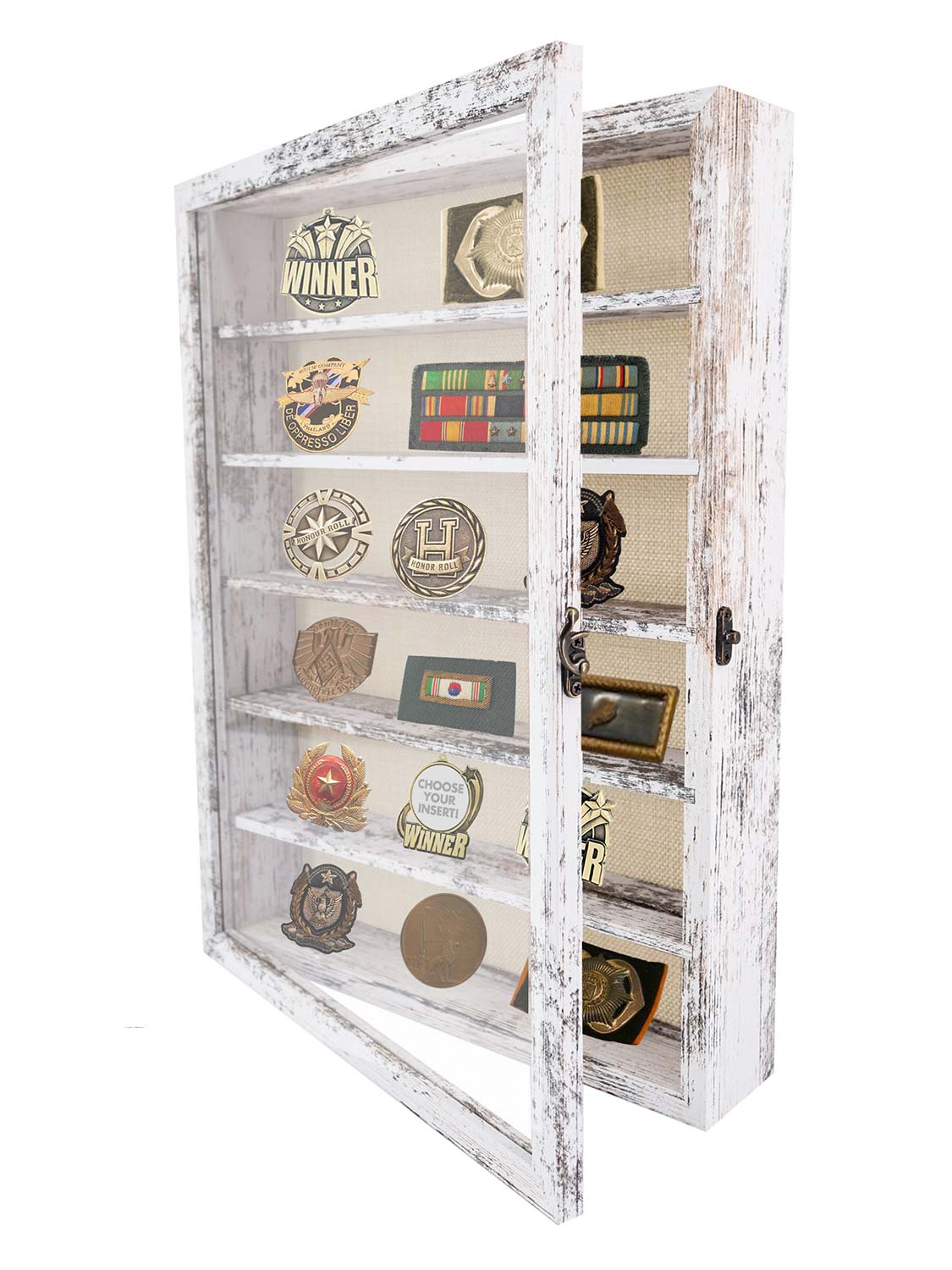 Shadow Box Frame Real Glass Window Door with Removable Shelves - Various Colors & Sizes Available