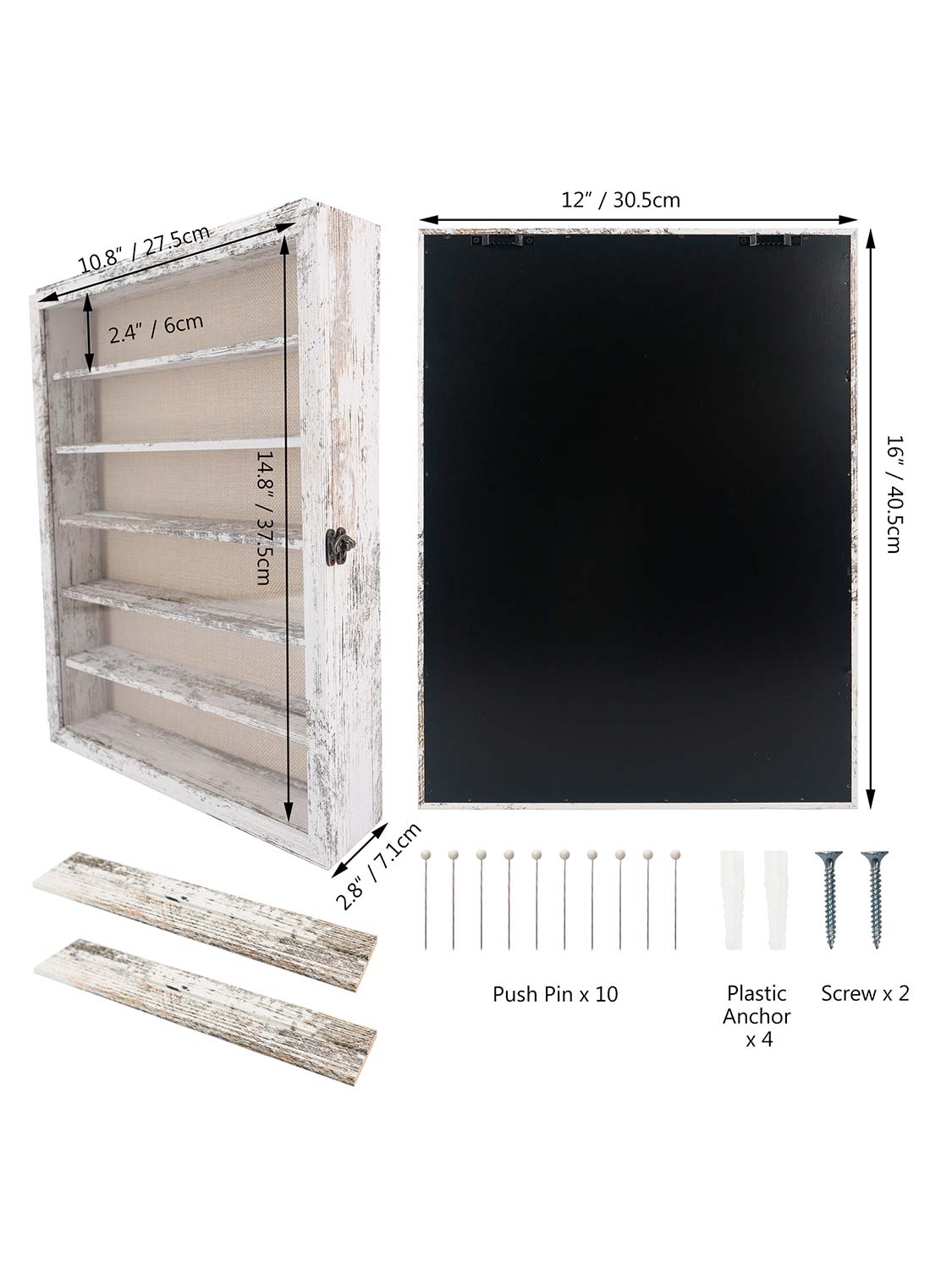 Shadow Box Frame Real Glass Window Door with Removable Shelves - Various Colors & Sizes Available