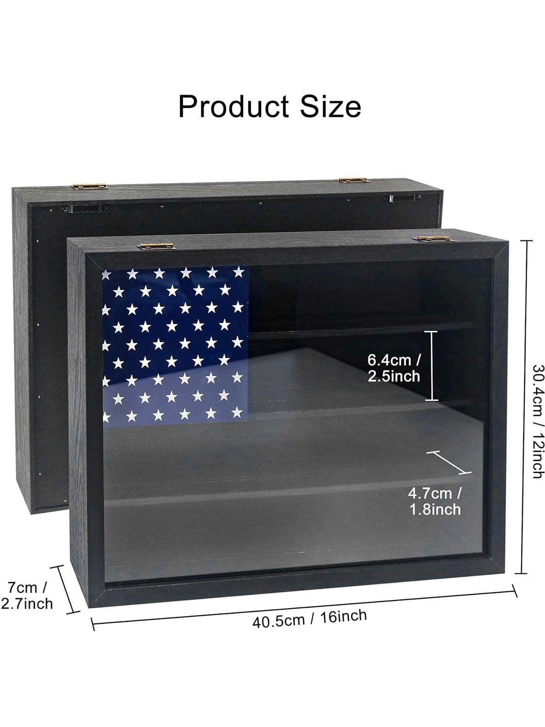 12*16 Wooden American Flag Challenge Coin Medal Display Case Frame - 2 Colors Available