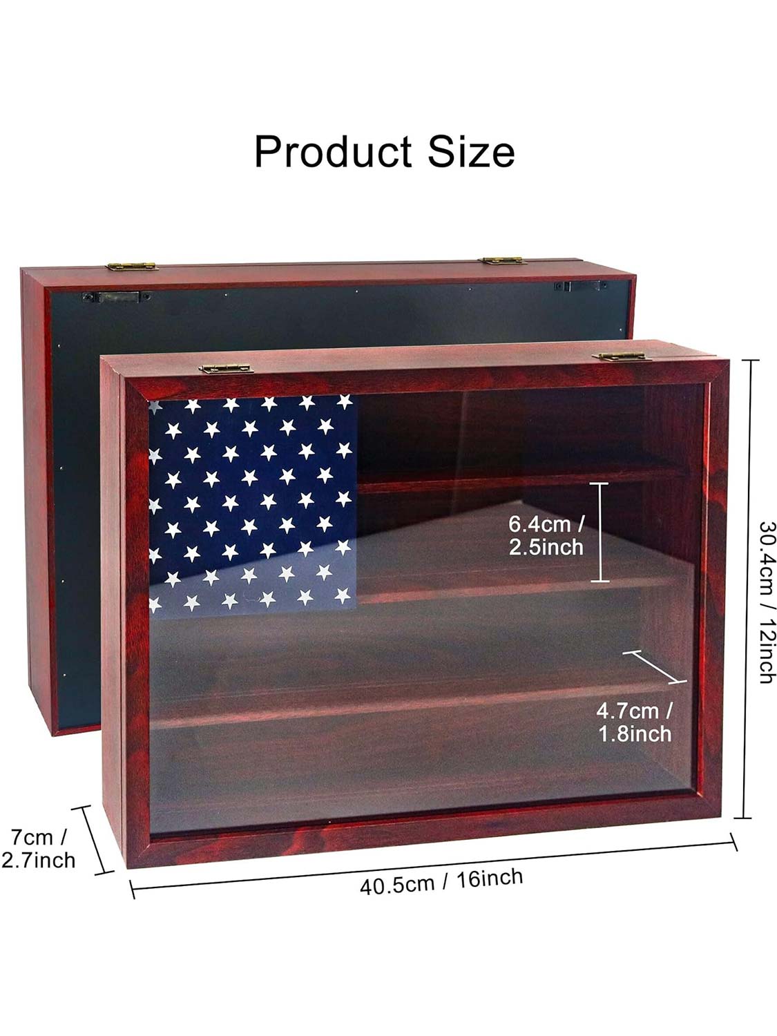 12*16 Wooden American Flag Challenge Coin Medal Display Case Frame - 2 Colors Available