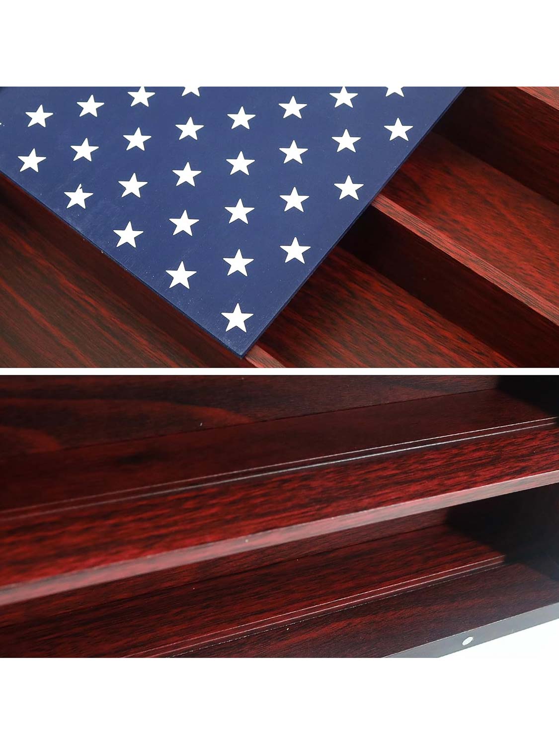 12*16 Wooden American Flag Challenge Coin Medal Display Case Frame - 2 Colors Available