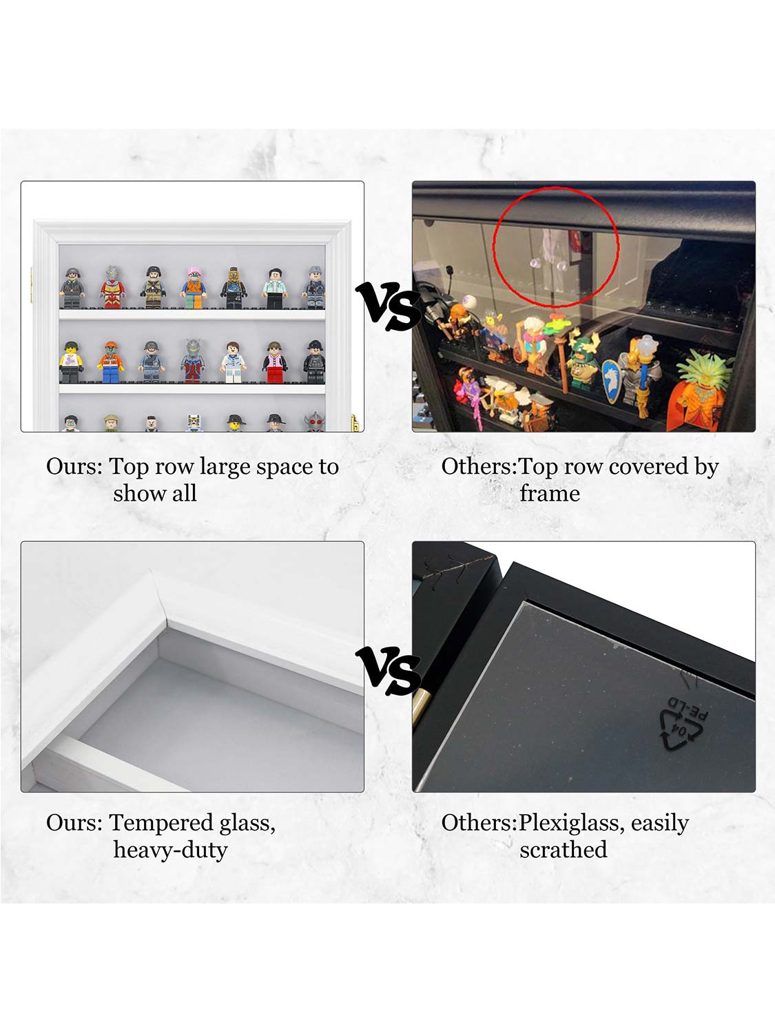 12*16 Wooden Lego Minifigures Shadow Box with Lock - 3 Colors Available