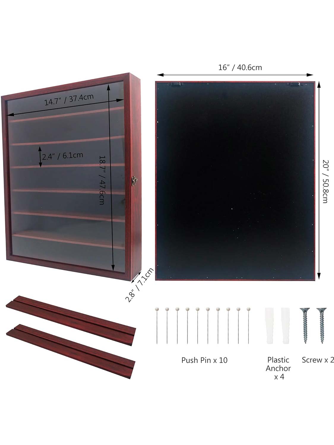 Shadow Box Frame Real Glass Window Door with Removable Shelves - Various Colors & Sizes Available