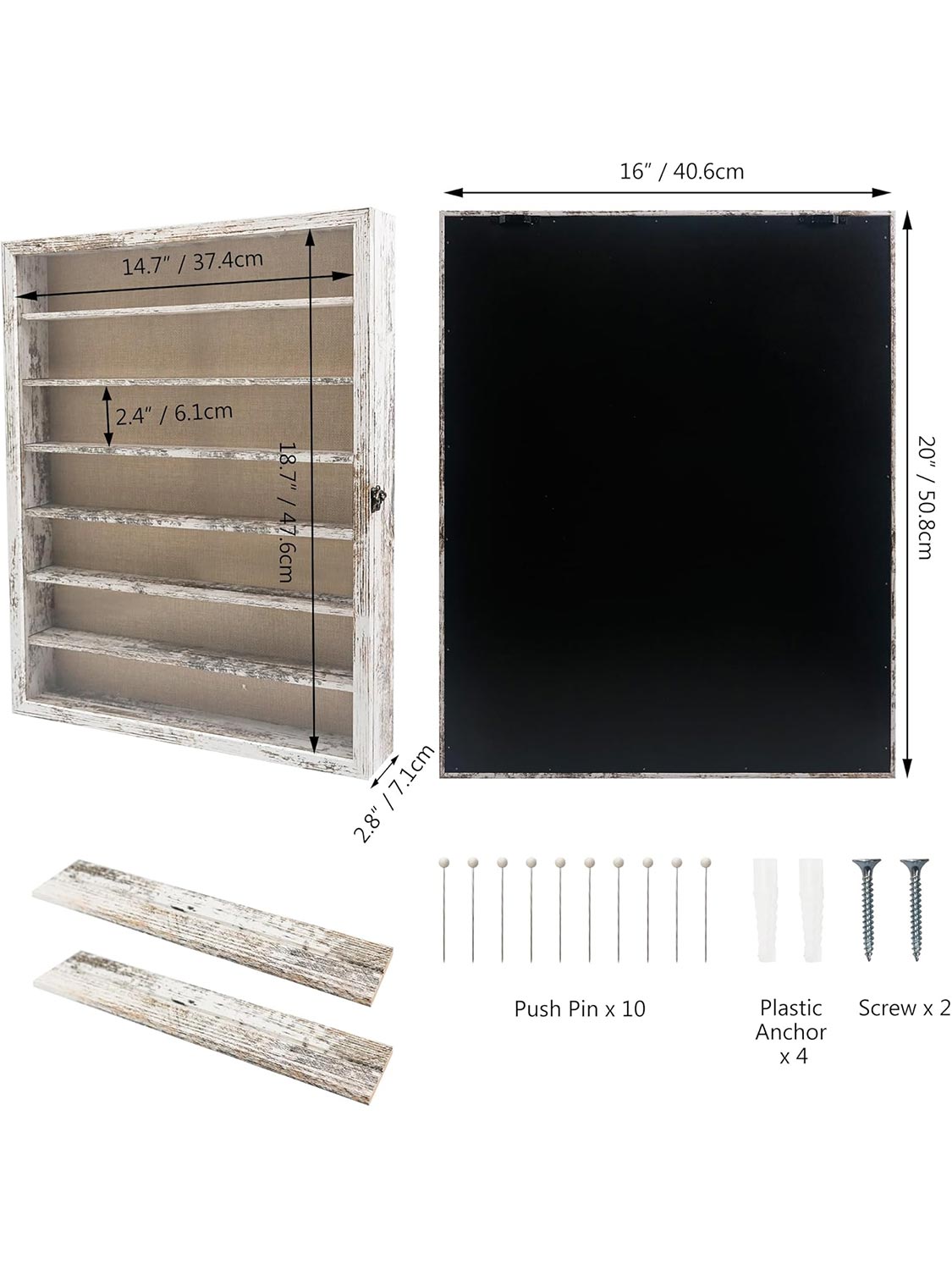 Shadow Box Frame Real Glass Window Door with Removable Shelves - Various Colors & Sizes Available