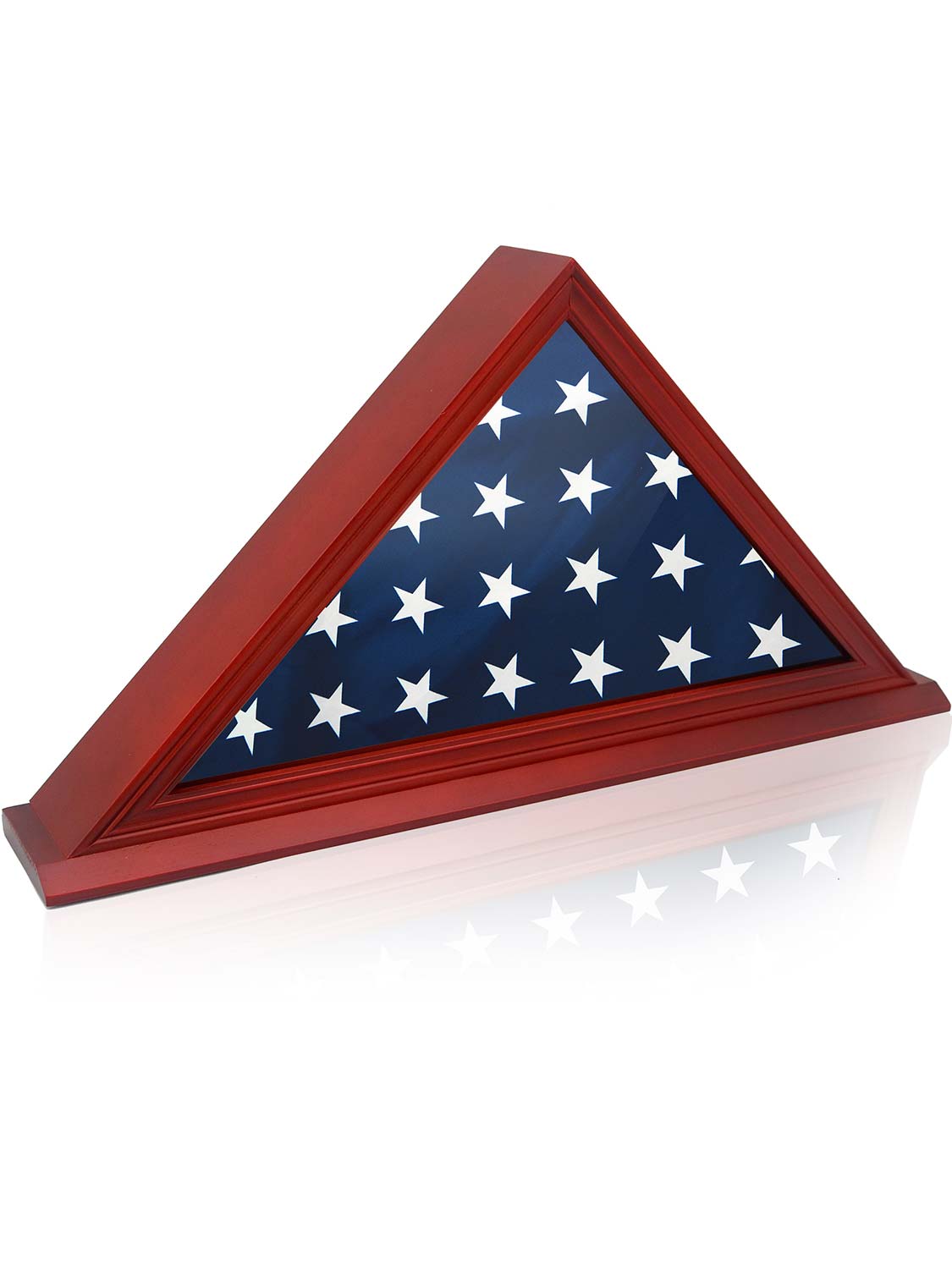 Solid Wood Wall Mounted Triangle Flag for 5*9.5 American Veteran Burial Flag - 3 Colors Available