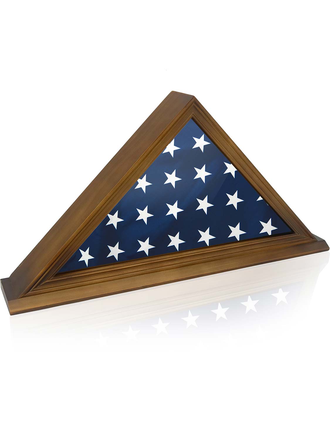 Solid Wood Wall Mounted Triangle Flag for 5*9.5 American Veteran Burial Flag - 3 Colors Available