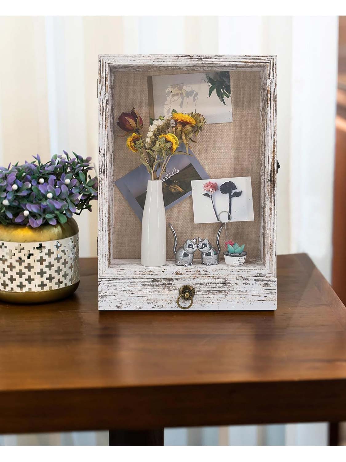 11*16 Carbonized Wooden Shadow Box Frame with Drawer and Soft Line Back - 3 Colors Available