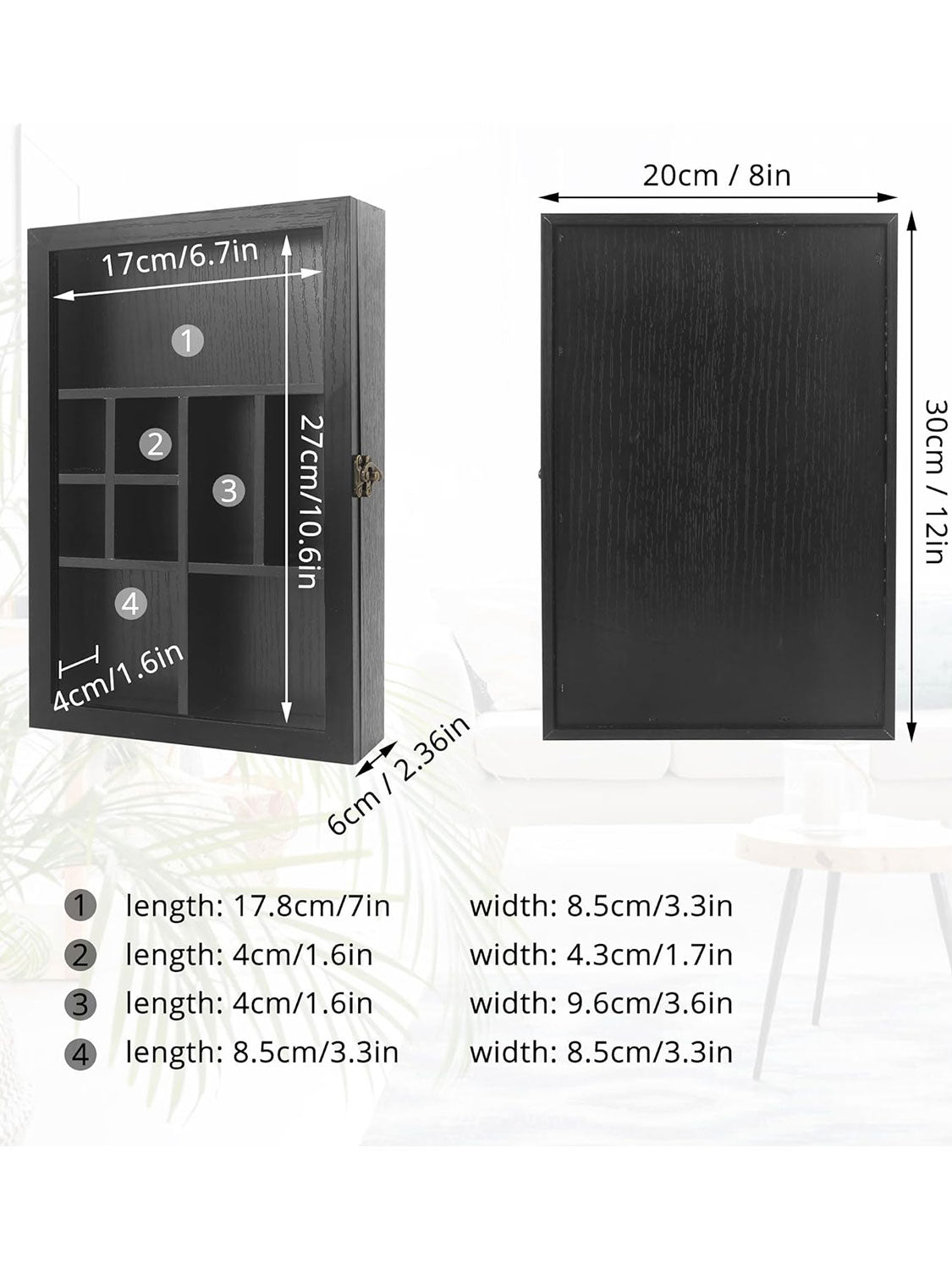 Rock Display Case-Crystal Collection Box with Shelves -Onyx Opal Crystal Stand Displayed in 9 Different Sizes of Grids-Gem Holder