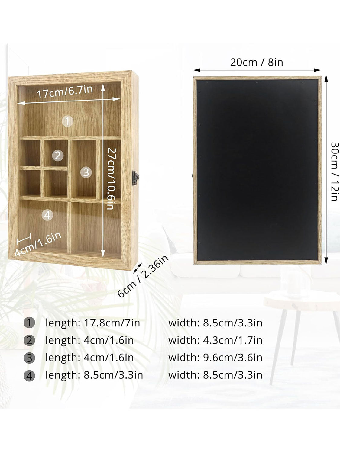 Rock Display Case-Crystal Collection Box with Shelves -Onyx Opal Crystal Stand Displayed in 9 Different Sizes of Grids-Gem Holder