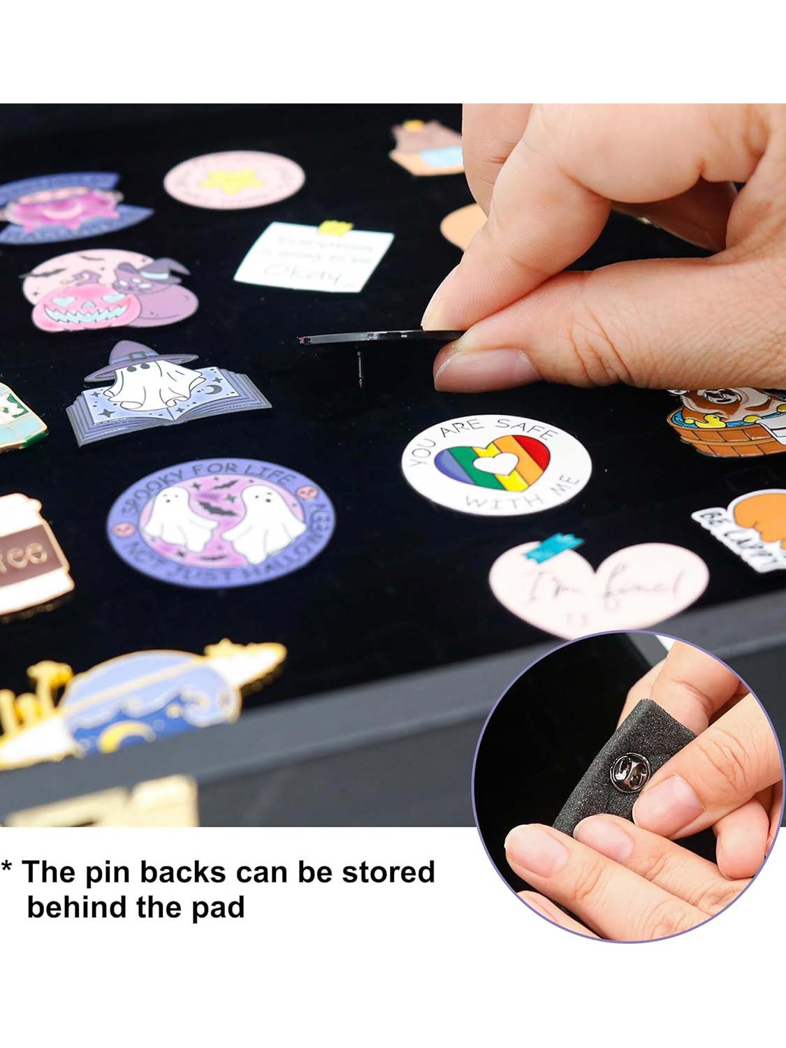 13.8*9.5 Black Wooden Velvet Padding Frame with Retractable Stand and Real Glass for Secure Pin Collection Display