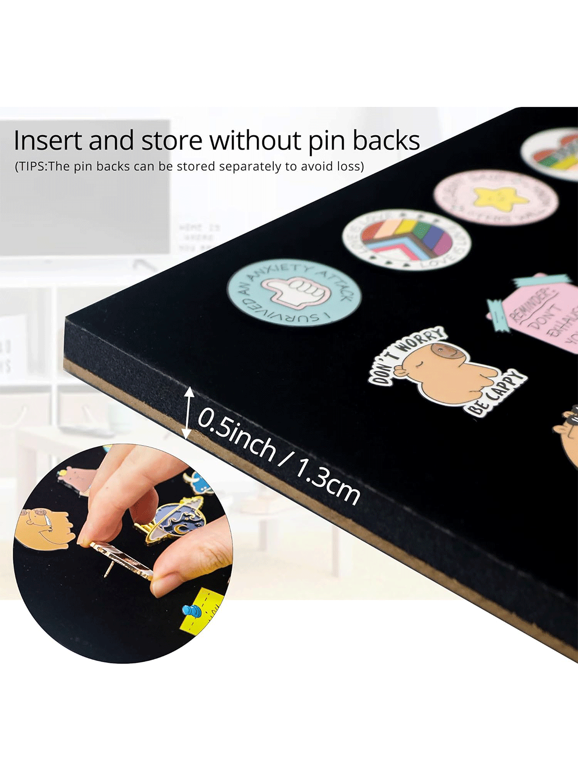 Black Enamel Pin Collection Display Case Frame with Real Glass - 3 Sizes Available