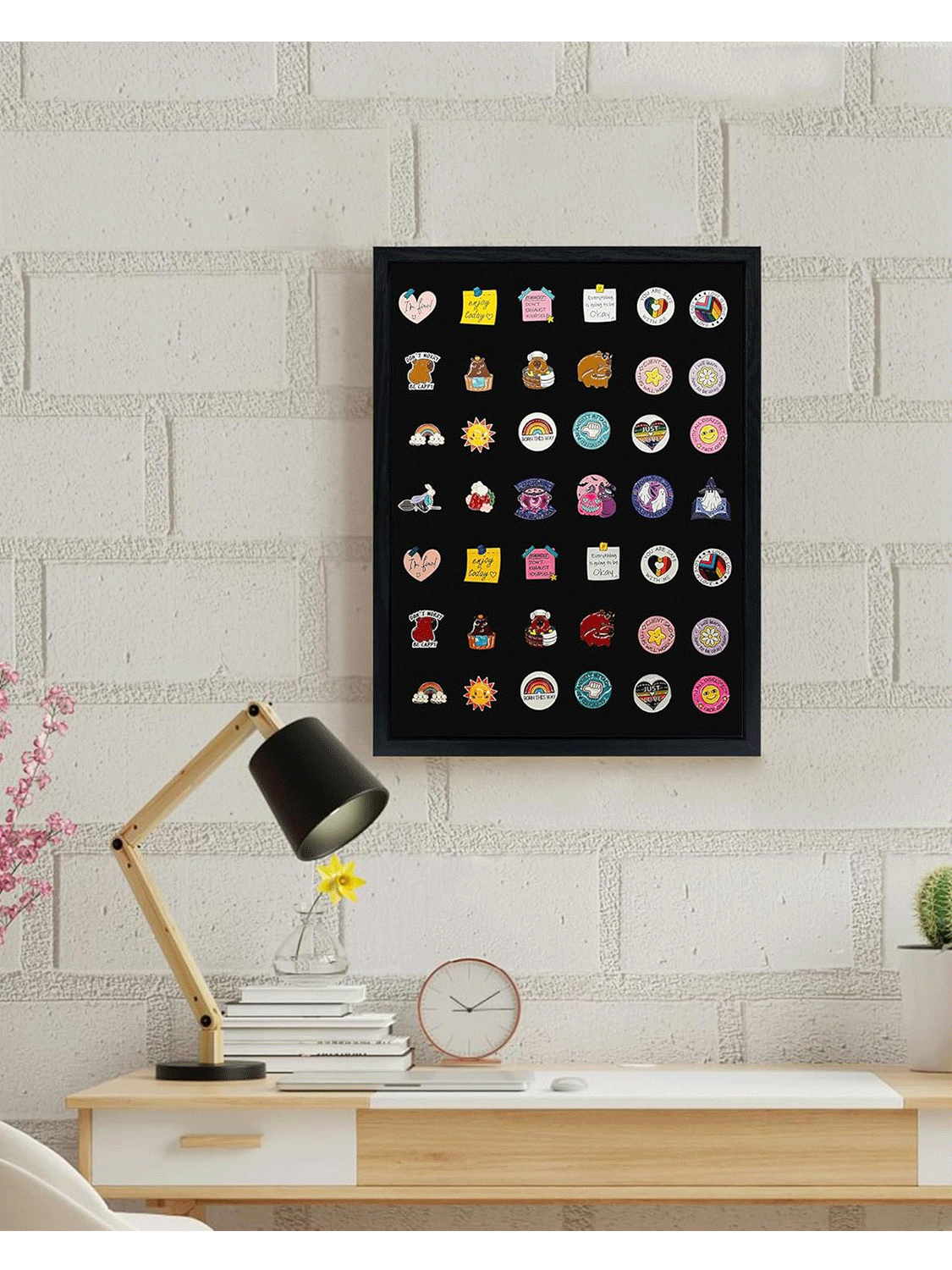Black Enamel Pin Collection Display Case Frame with Real Glass - 3 Sizes Available