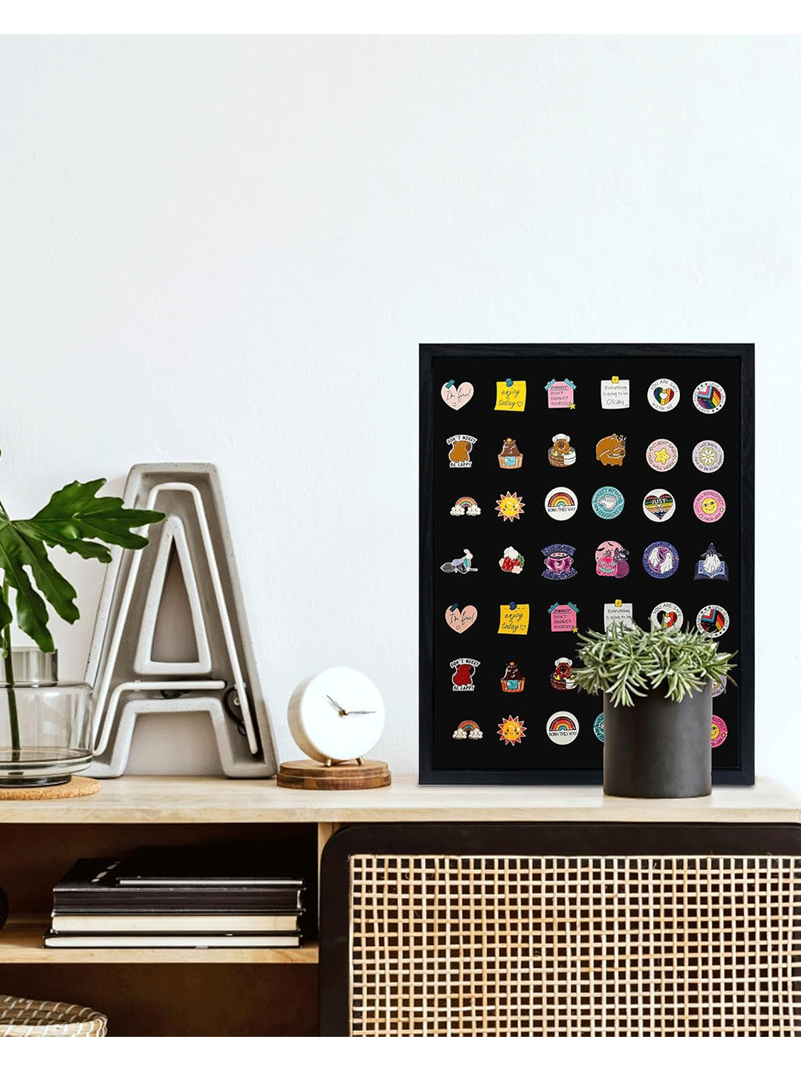 Black Enamel Pin Collection Display Case Frame with Real Glass - 3 Sizes Available