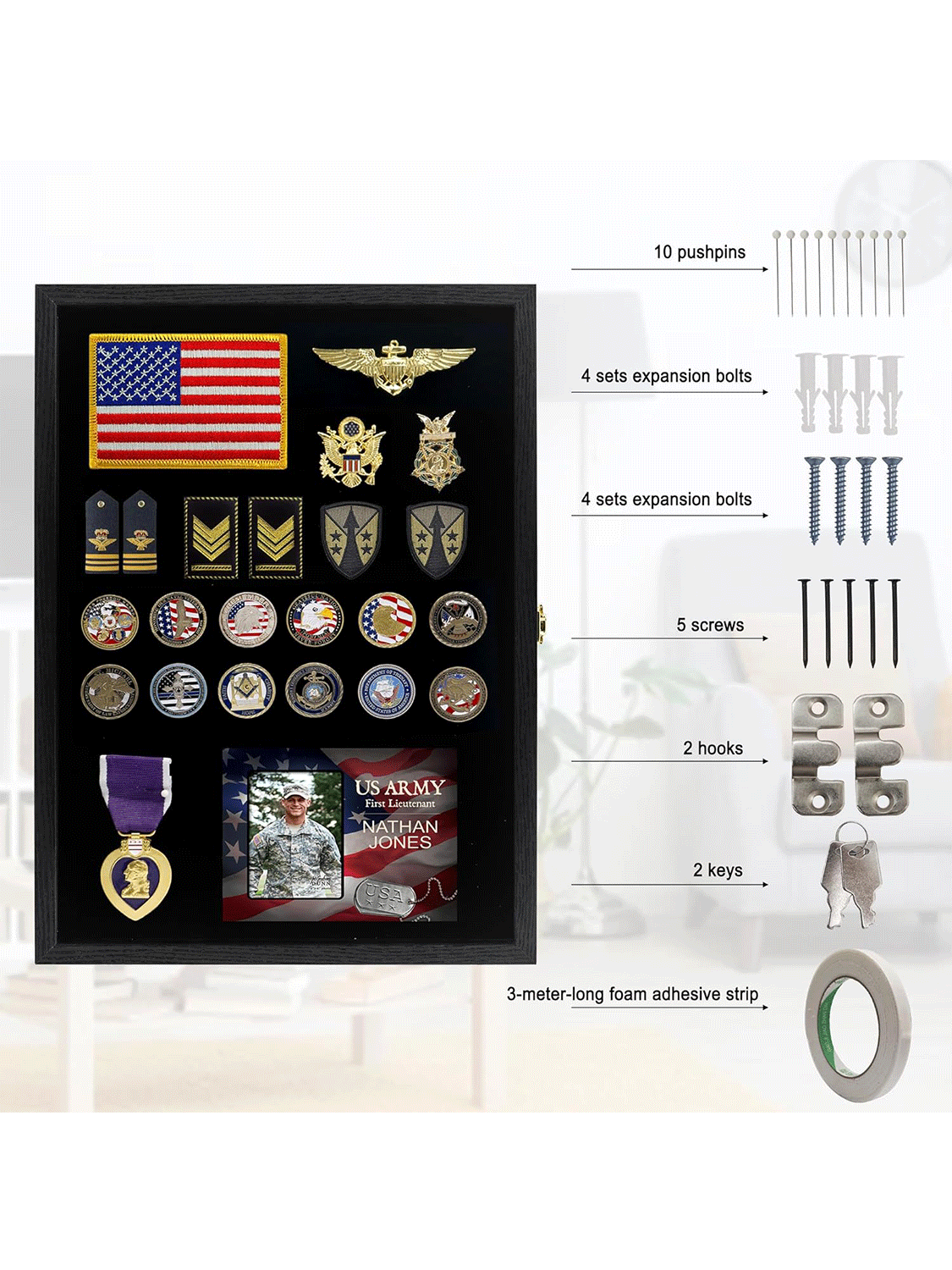 Black Enamel Pin Collection Display Case Frame with Real Glass - 3 Sizes Available