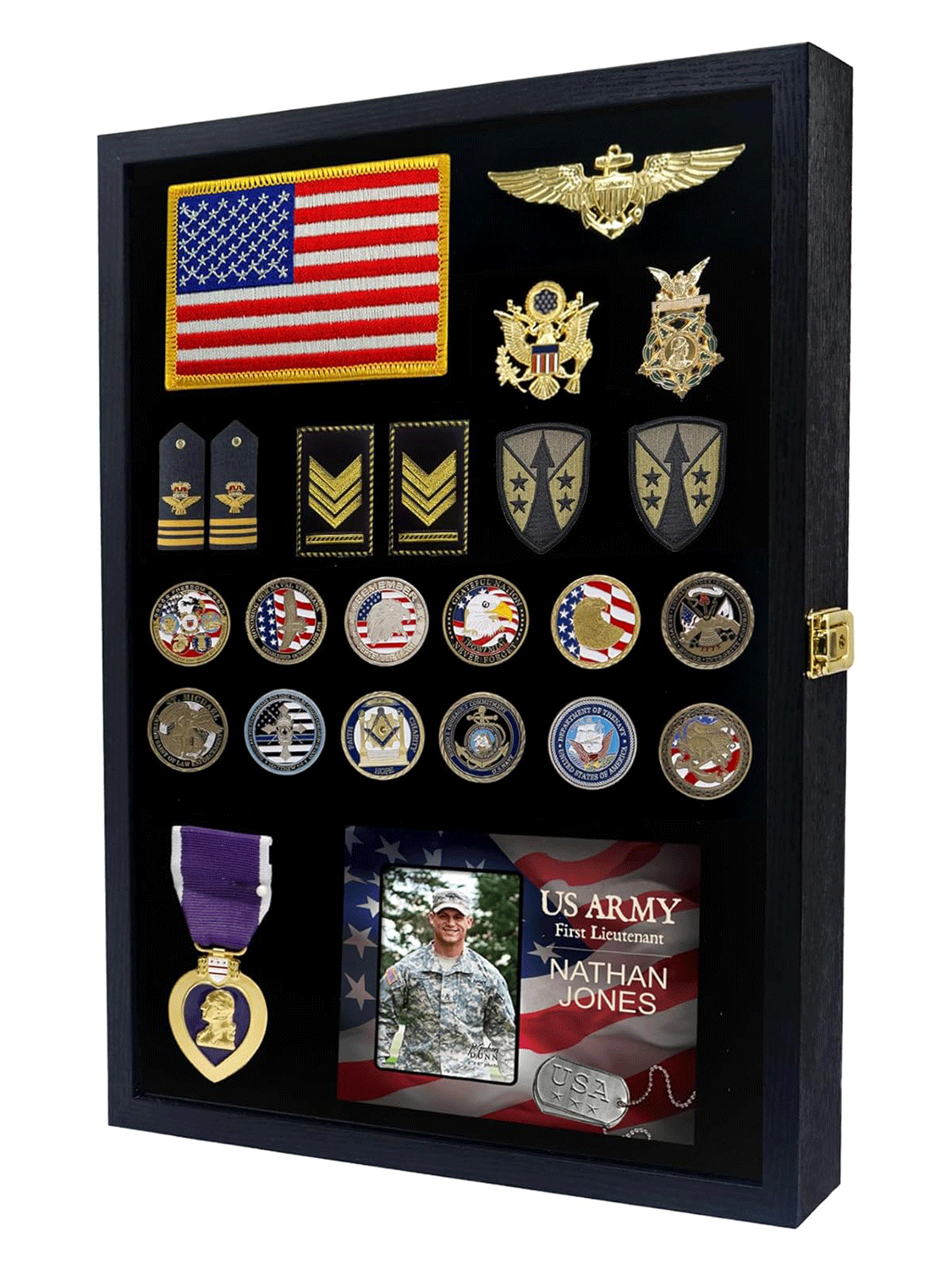 Black Enamel Pin Collection Display Case Frame with Real Glass - 3 Siz