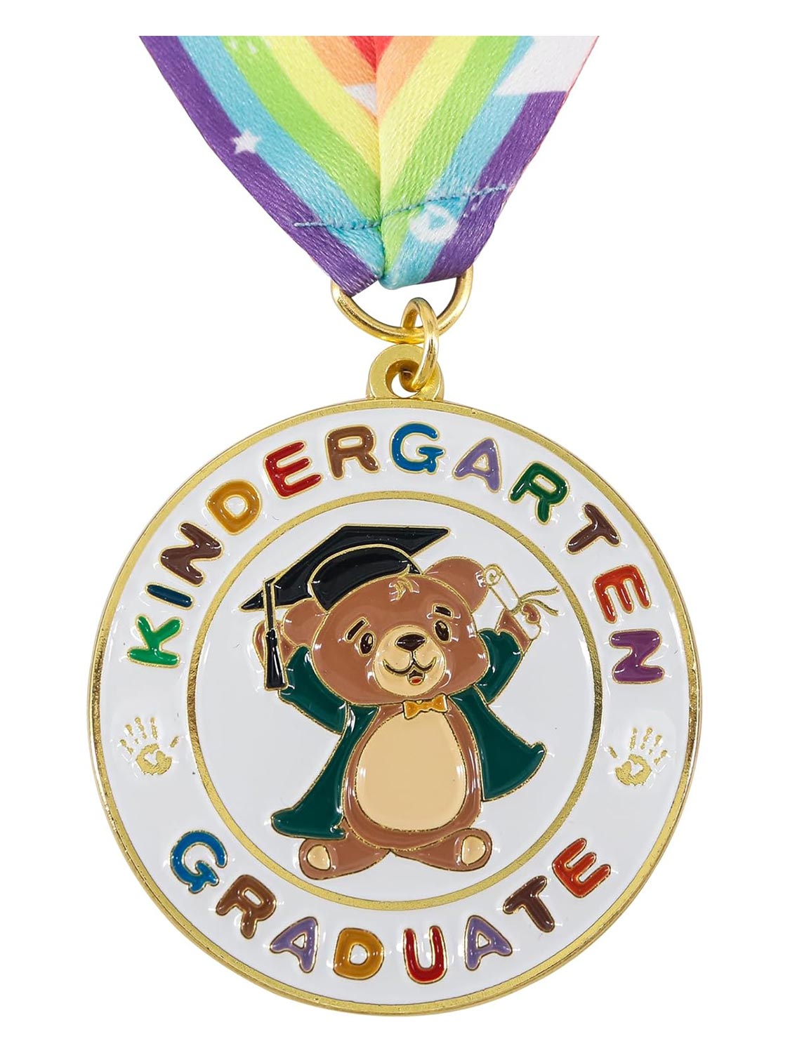 Kindergarten Graduation Medal with Rainbow Neck Ribbon