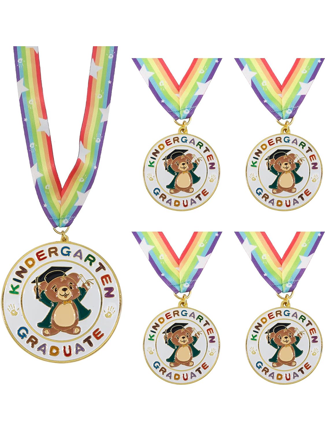 Kindergarten Graduation Medal with Rainbow Neck Ribbon