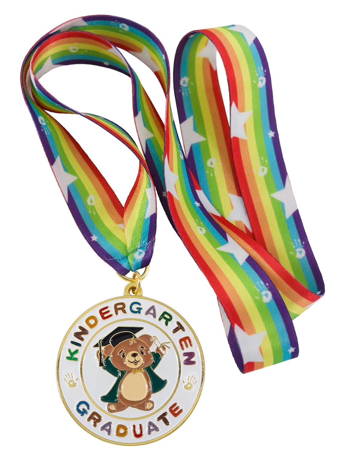 Kindergarten Graduation Medal with Rainbow Neck Ribbon