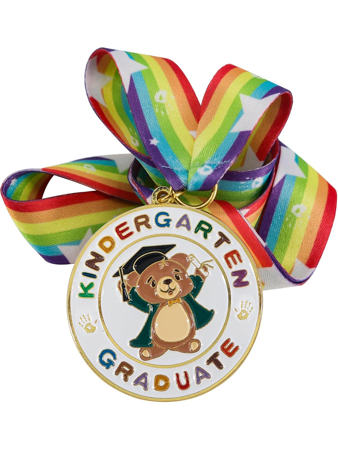 Kindergarten Graduation Medal with Rainbow Neck Ribbon