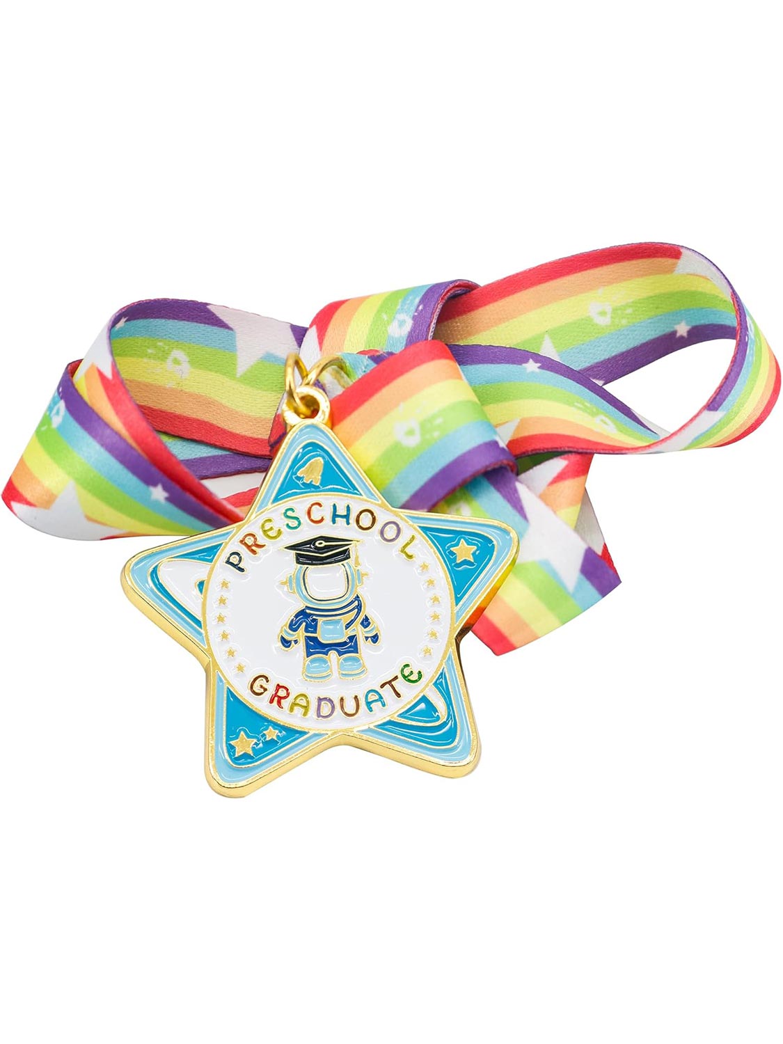 Preschool Graduation Medal with Rainbow Neck Ribbon