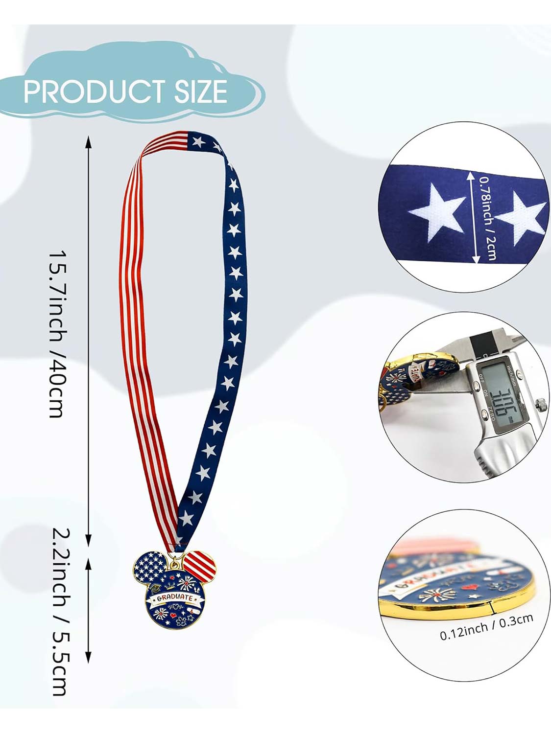 Kindergarten Preschool Graduation US Flag Medal