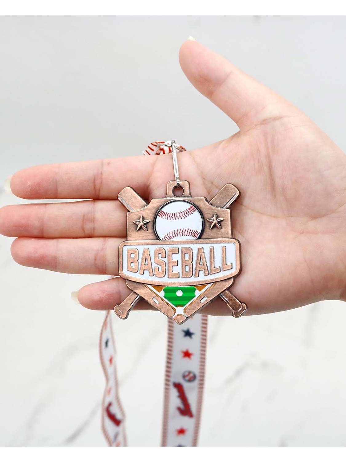 2.5 Inches Baseball Award Medals with Neck Ribbons
