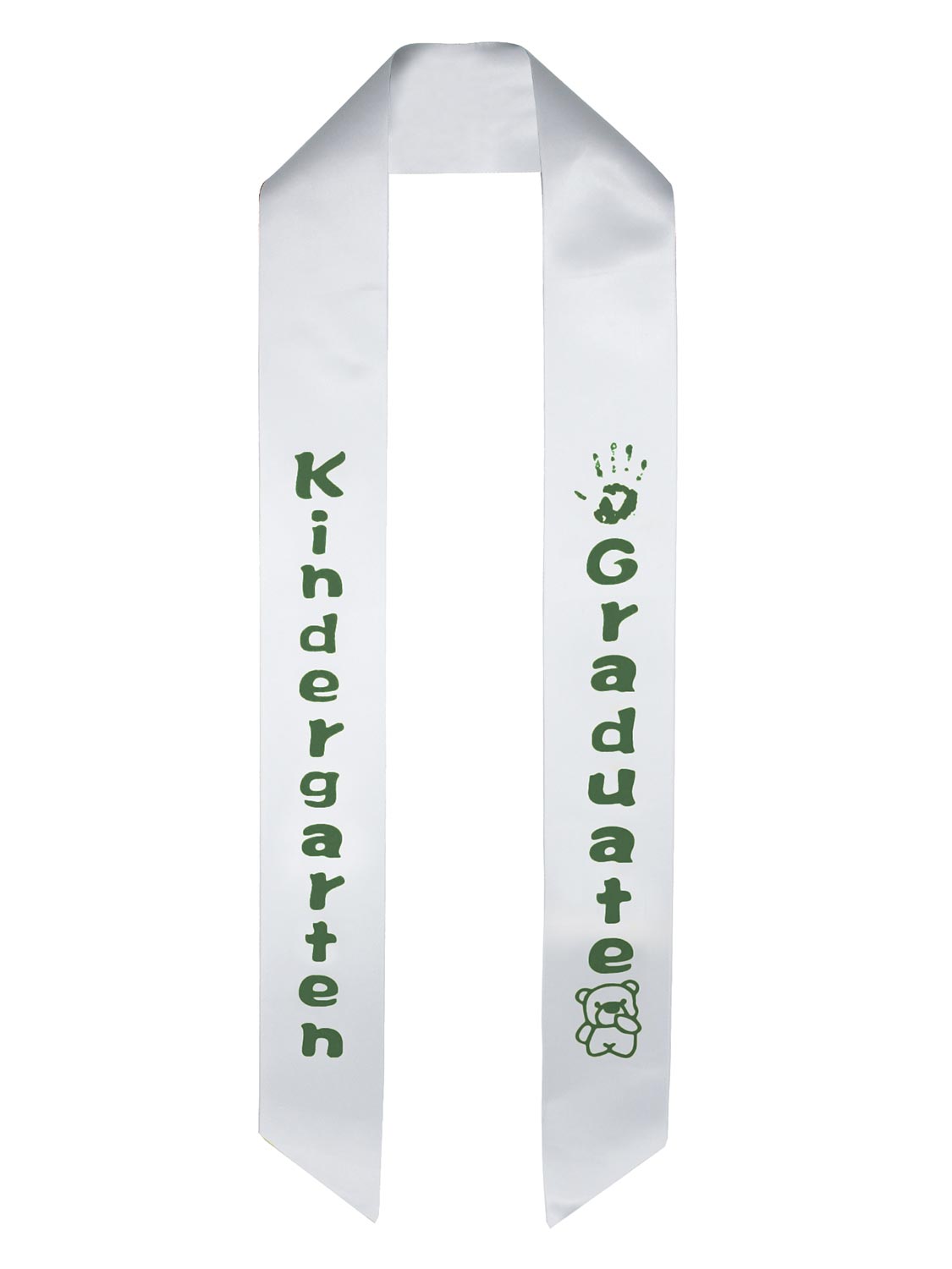 Kindergarten White Sash with Printed Bear