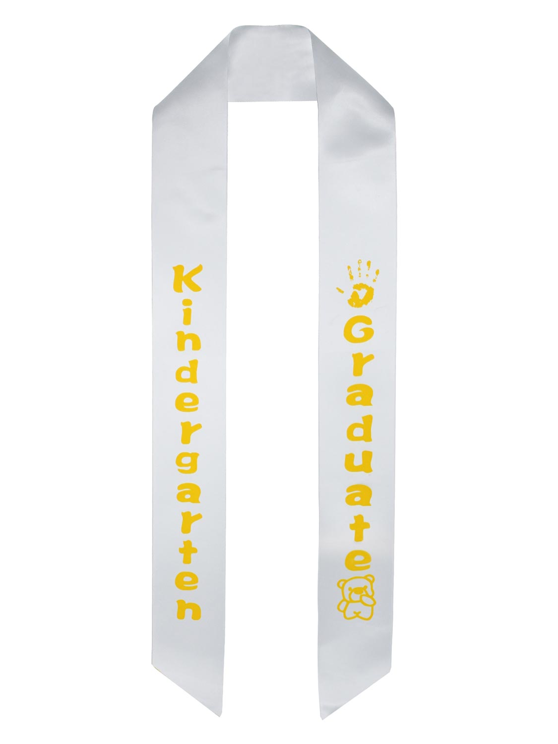 Kindergarten White Sash with Printed Bear