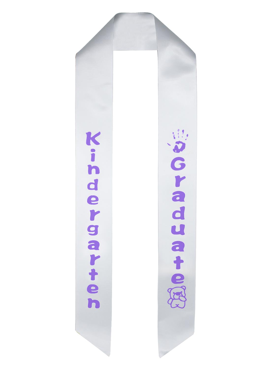 Kindergarten White Sash with Printed Bear