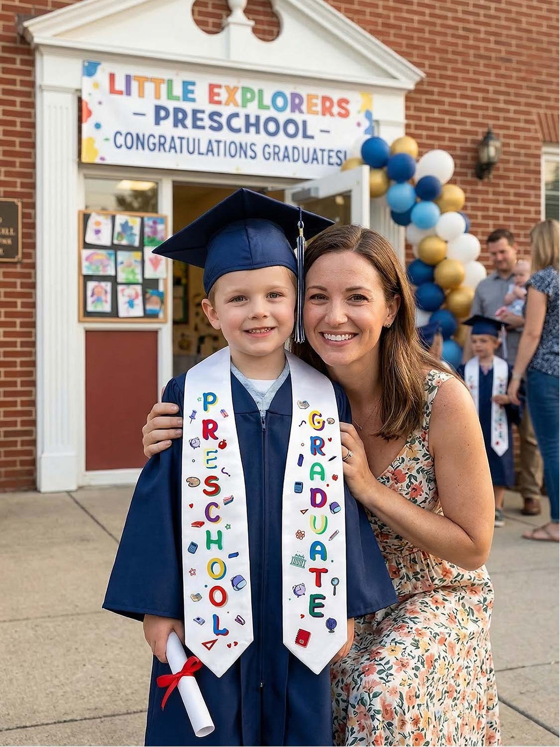 Preschool Graduation Stole Printed Kids Sash - 4 Colors Available