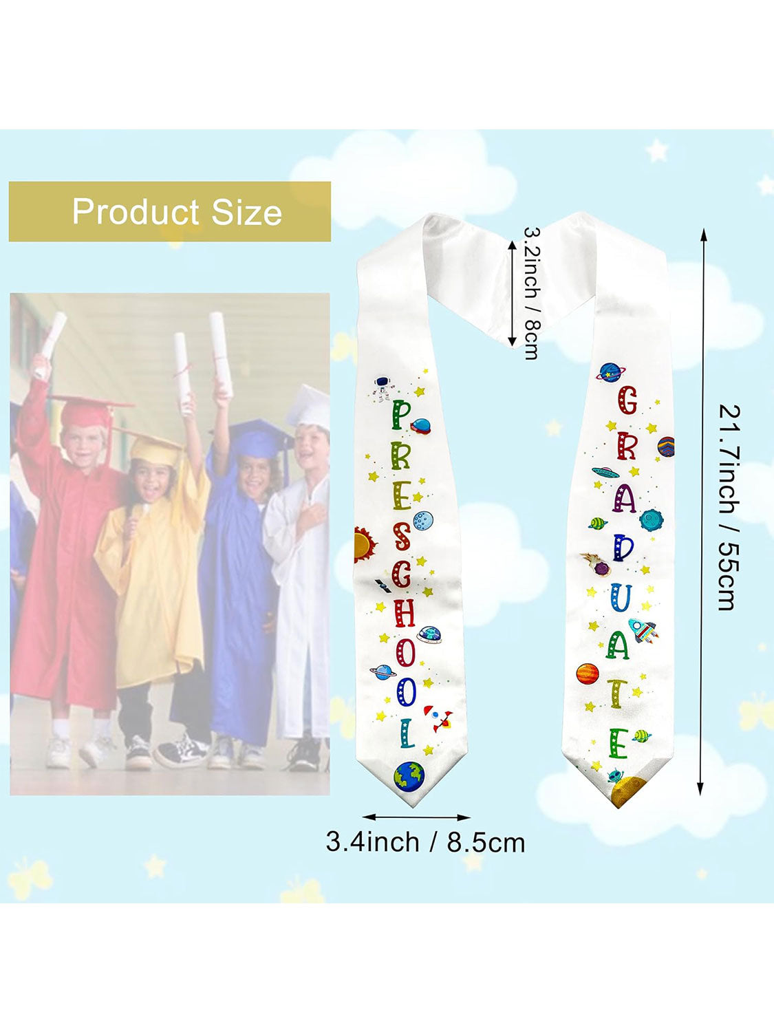 Kindergarten Preschool Class of 2025 Graduation Stole Sash for Kids