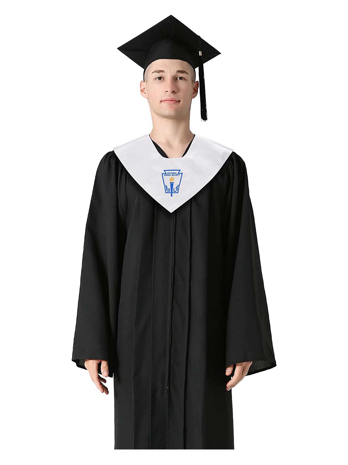 Unisex Adult V-Shaped Graduation Stole With Embroidered NATIONAL HONOR SOCIETY Patch