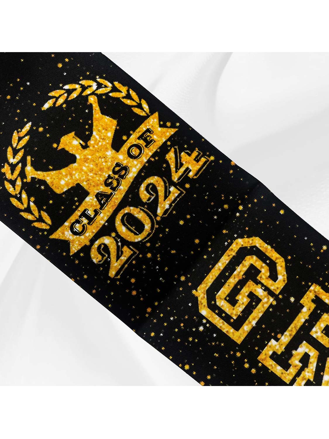 Unisex 2024 Graduation Sash with Gold Glitter Letter Graduated Hat for Party Gift - 2 Colors Available