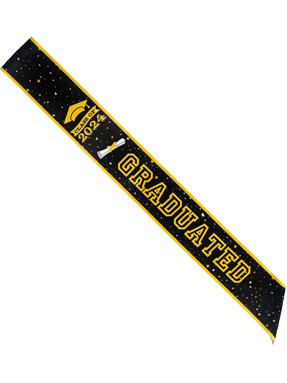 Unisex 2024 Graduation Sash with Gold Glitter Letter Graduated Hat for Party Gift - 2 Colors Available