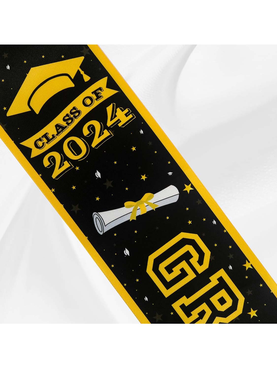 Unisex 2024 Graduation Sash with Gold Glitter Letter Graduated Hat for Party Gift - 2 Colors Available