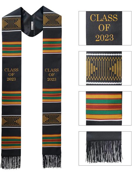 Kente Graduation Sash with Black Tassel - 2 Styles Available