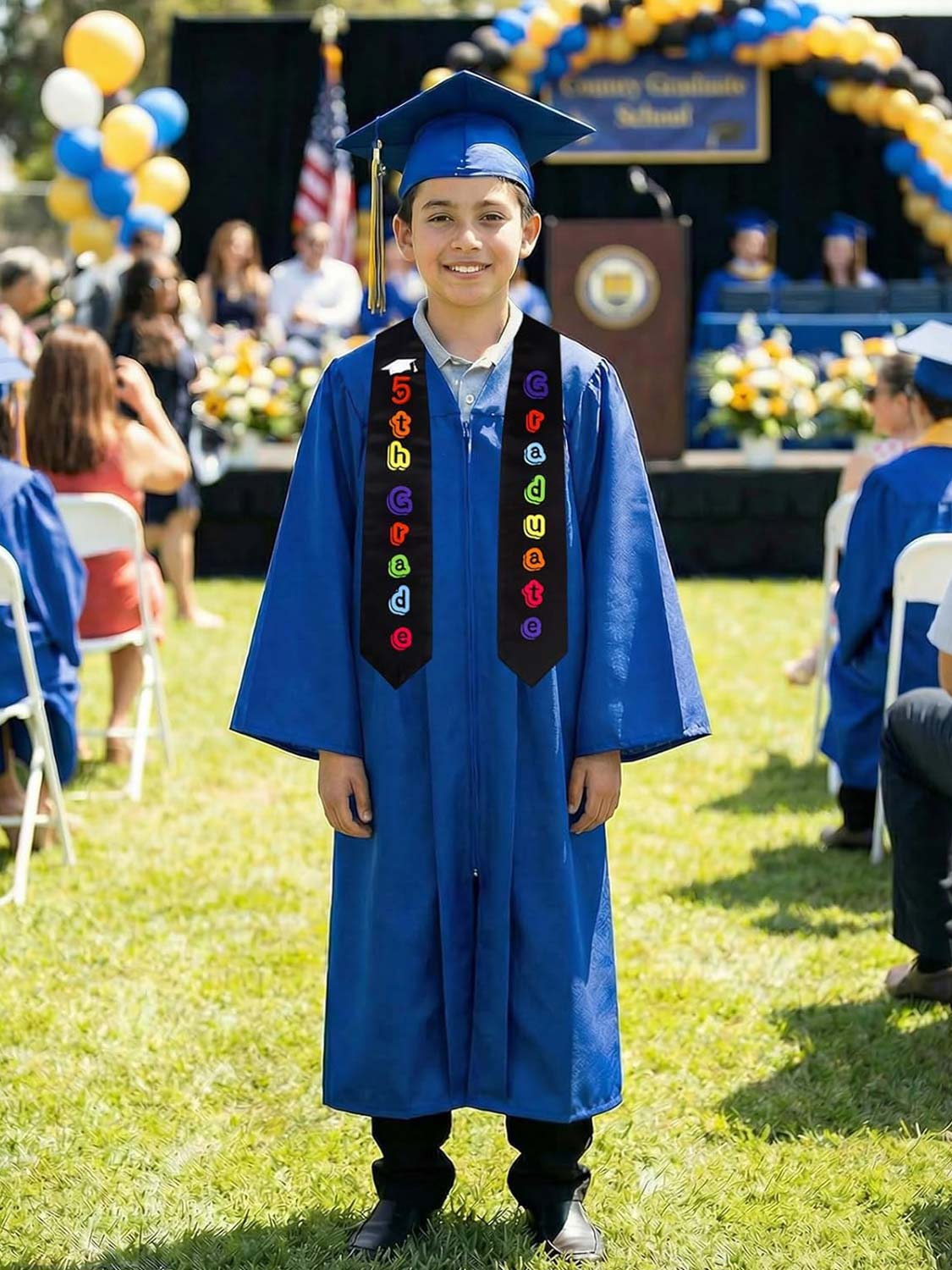 Graduation Stole 50" for 5th Grade Graduates - 3 Colors Available