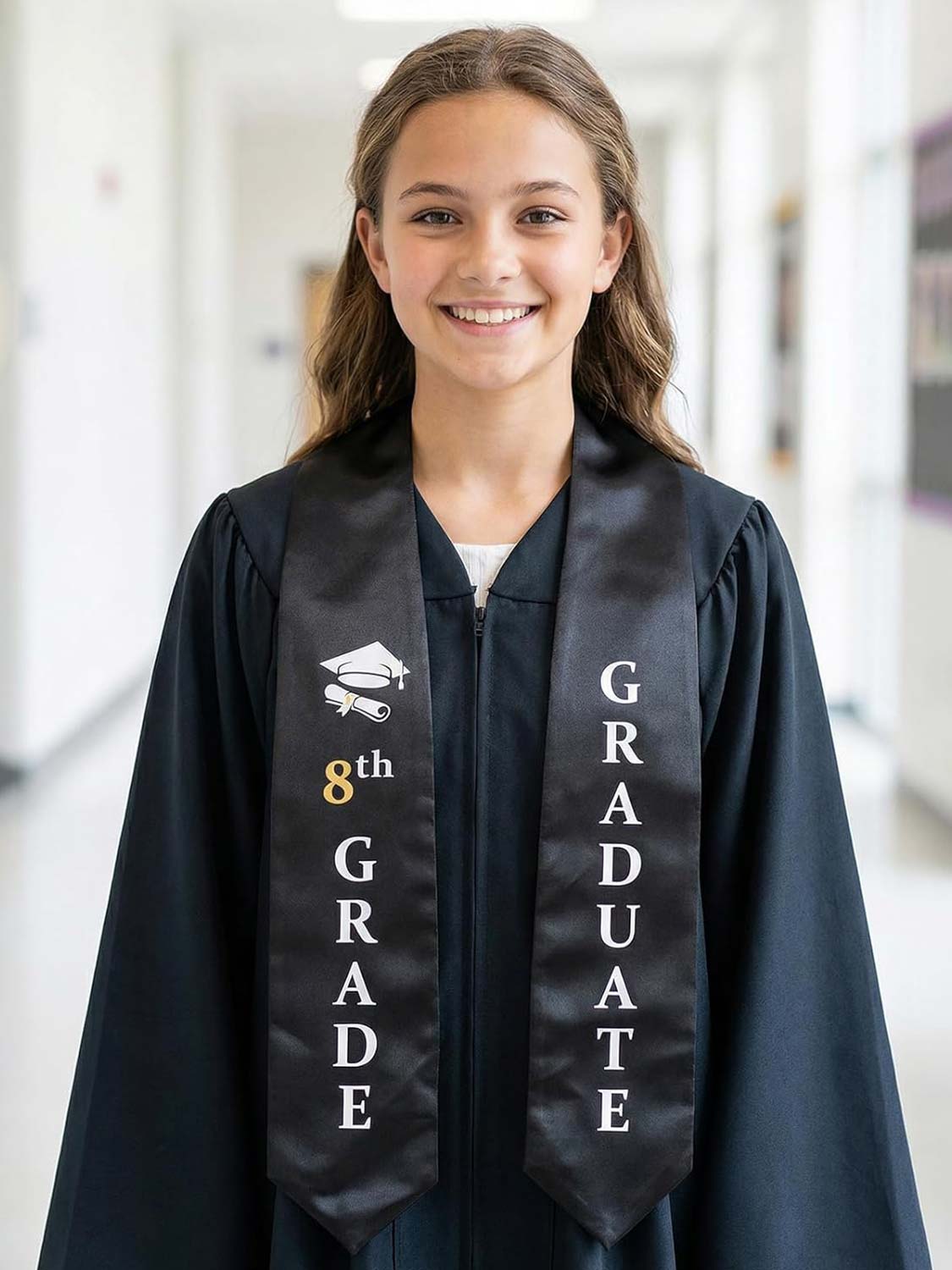 8th Grade Graduation Stole 60" for Middle School Graduation Ceremony- 3 Colors Available