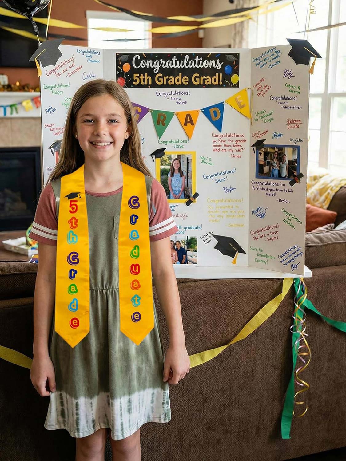Graduation Stole 50" for 5th Grade Graduates - 3 Colors Available