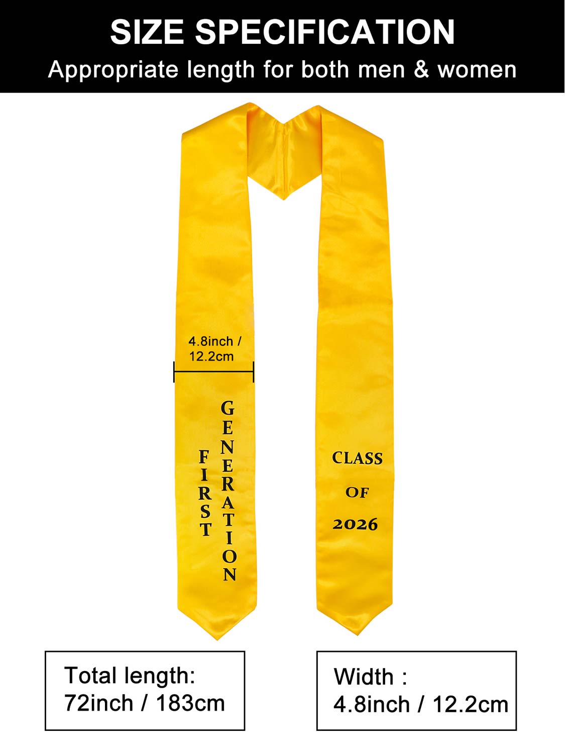 Class of 2026 First Generation Graduation Stole 72" for High School College Graduates - 2 Colors Available