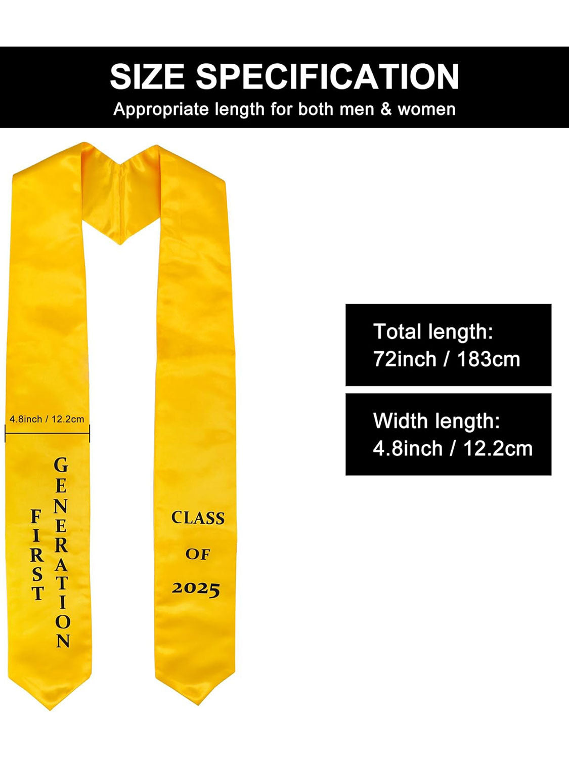 Class of 2025 First Generation Graduation Stole 72" for High School College Graduates - 2 Colors Available