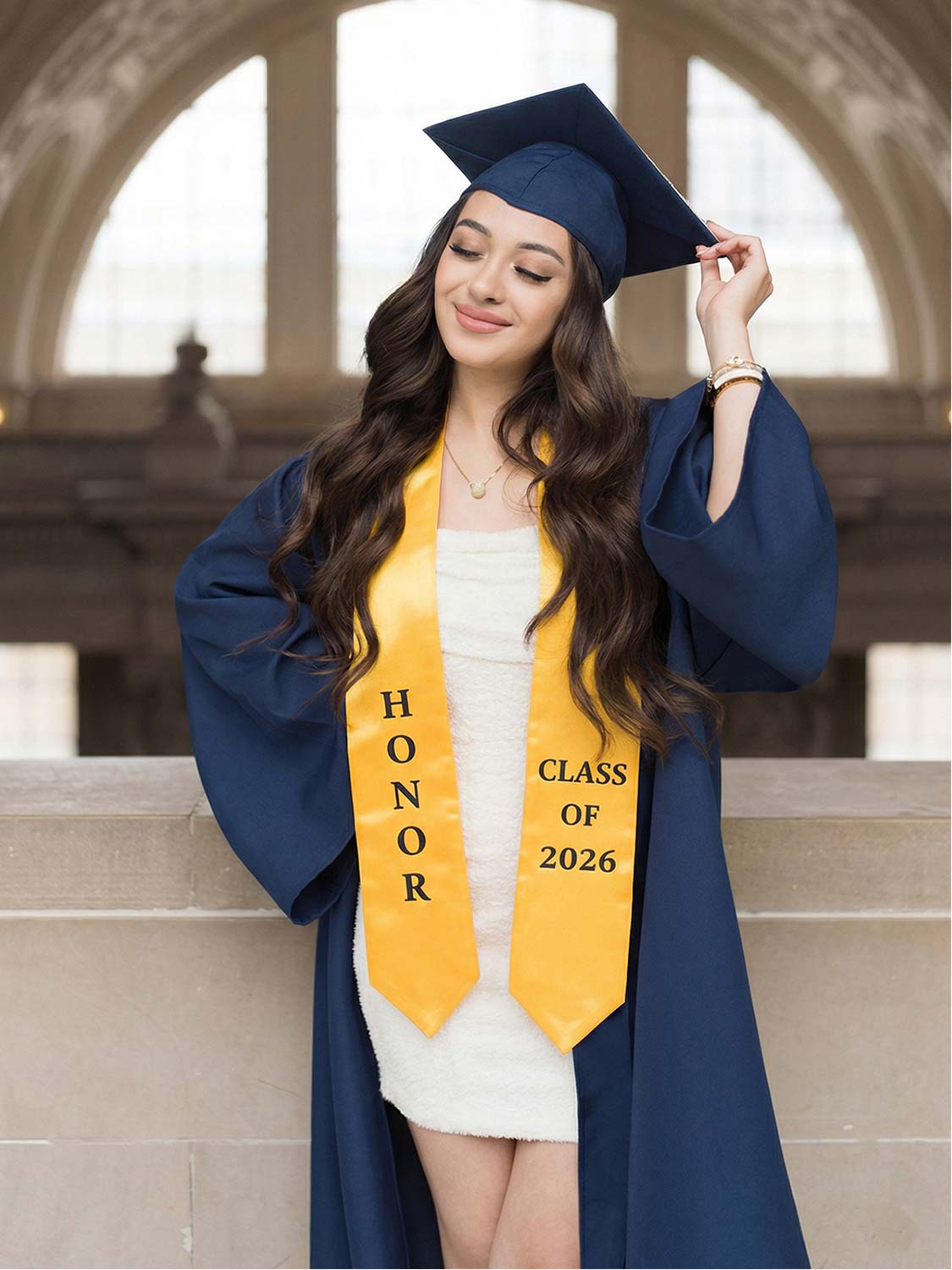 Class of 2026 Printed Valedictorian, Salutatorian & Honor Graduation Stole 72" - 2 Colors Available