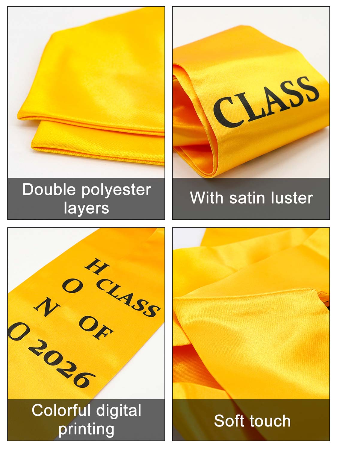 Class of 2026 Printed Valedictorian, Salutatorian & Honor Graduation Stole 72" - 2 Colors Available