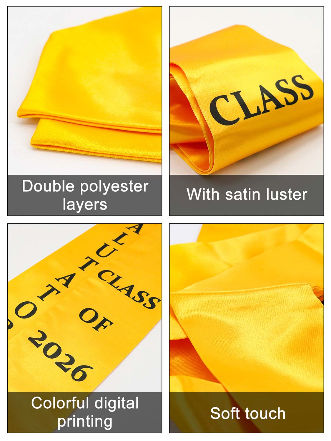 Class of 2026 Printed Valedictorian, Salutatorian & Honor Graduation Stole 72" - 2 Colors Available