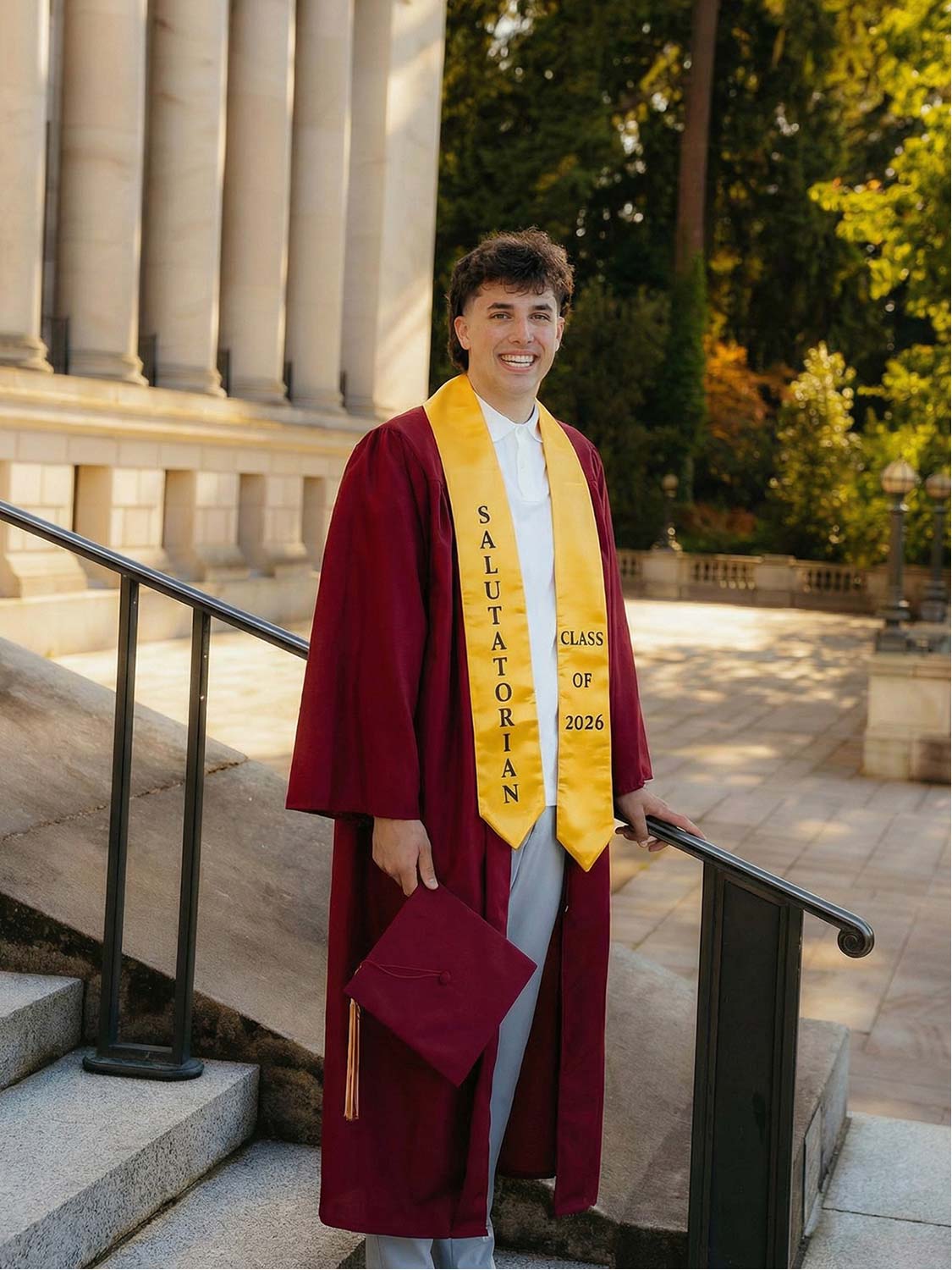 Class of 2026 Printed Valedictorian, Salutatorian & Honor Graduation Stole 72" - 2 Colors Available